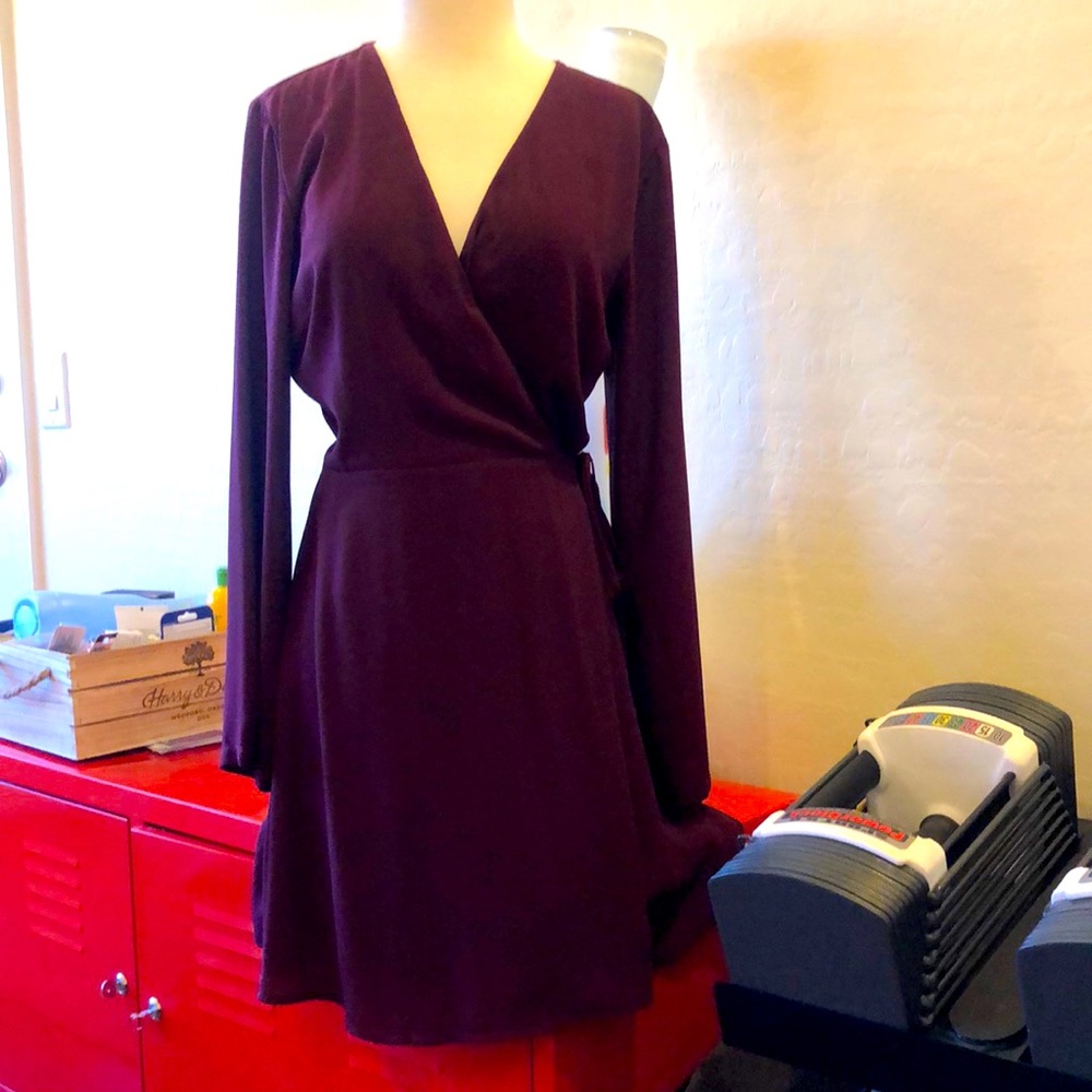 Burgundy wrap around dress